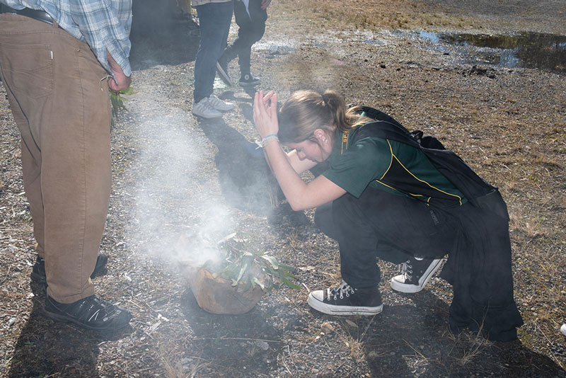 Smoking ceremony MYST Partnership Highlights Rural Fire Service Springwood High School and Nepean Performing Arts High School and two local street artists MYST