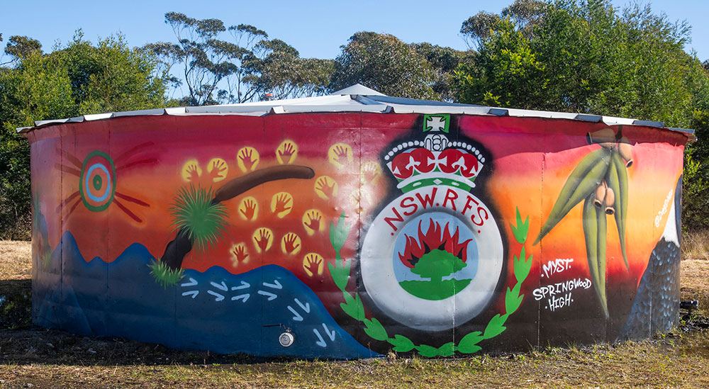 finished mural 2 MYST Partnership Highlights Rural Fire Service Springwood High School and Nepean Performing Arts High School and two local street artists MYST